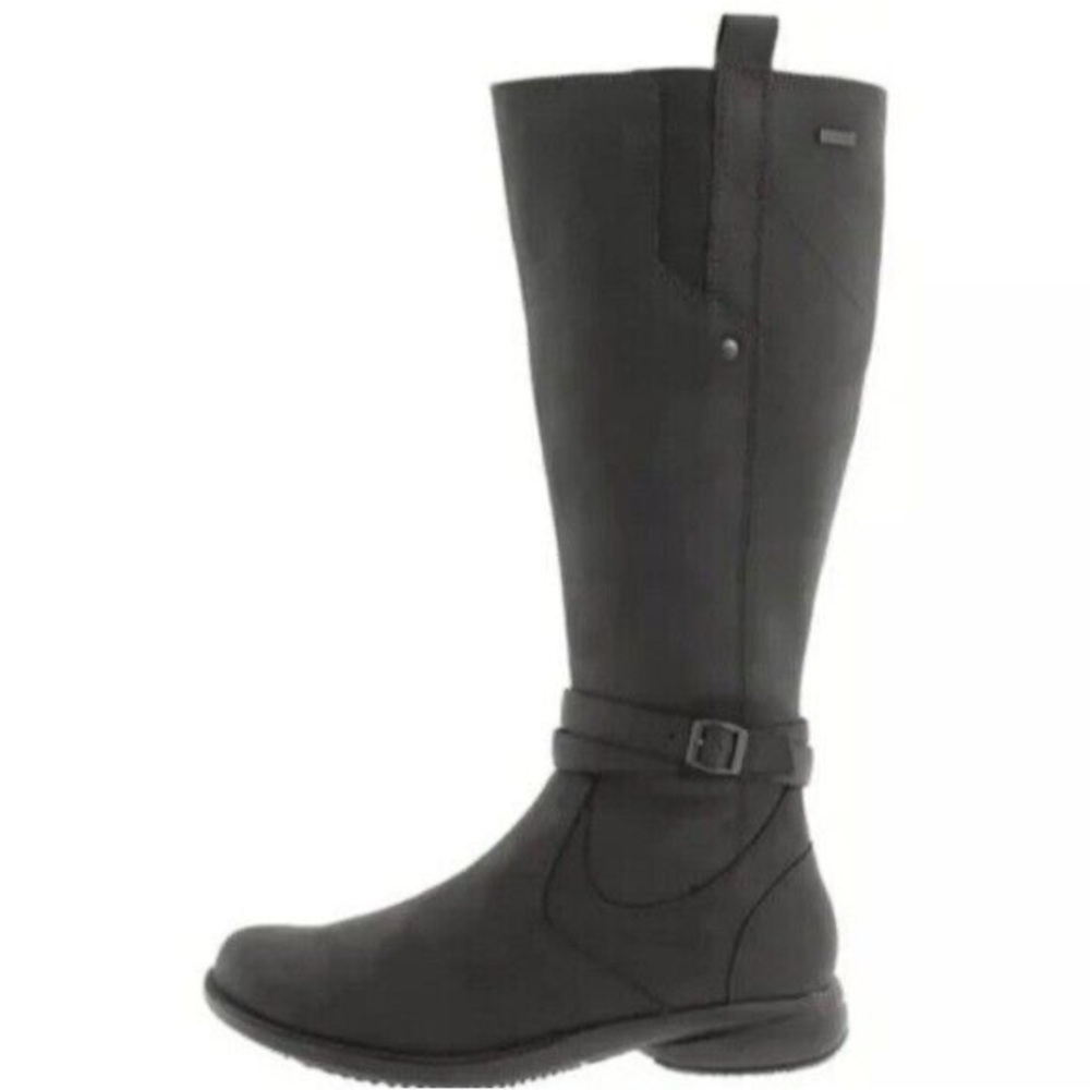 Merrell Women's Tetra Strap Tall Knee Boots Black Leather Waterproof Size 9